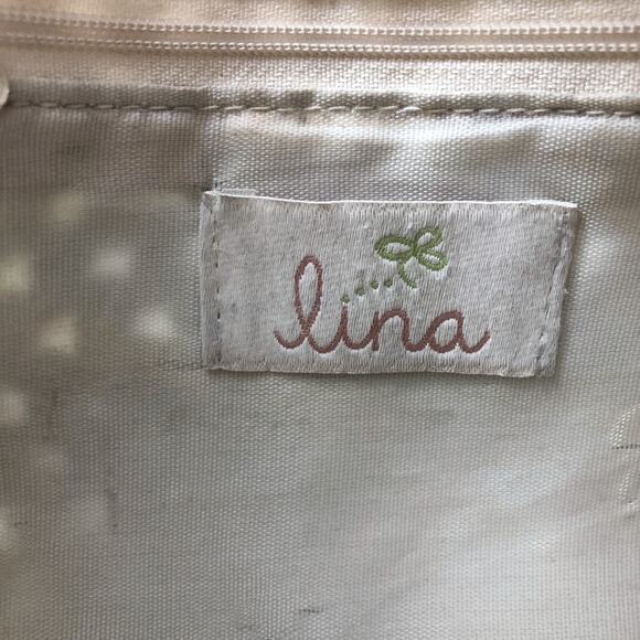 Lina Crocheted Knit Handbag Purse Shoulder Cream Beige Brown Braided Handle - Picture 7 of 10